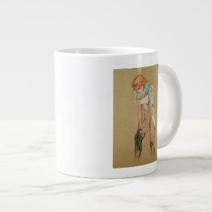 Woman Pulling Up her Stocking, 1894 (oil on card) Large Coffee Mug