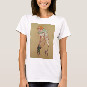 Woman Pulling Up her Stocking, 1894 (oil on card) T-Shirt