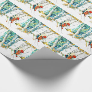 Woman Putting on Her Skis Wrapping Paper