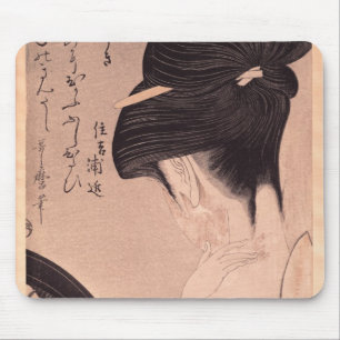 Woman Putting on Make-up Mouse Mat