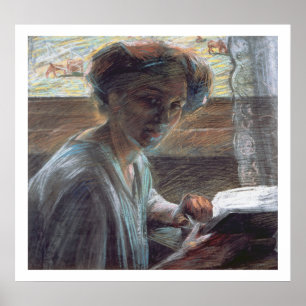 Woman Reading, 1909 (oil on canvas) Poster