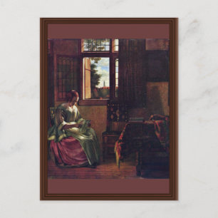 Woman Reading A Letter By Hooch Pieter De Postcard
