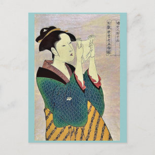Woman reading a letter by Kitagawa, Utamaro Ukiyo Postcard