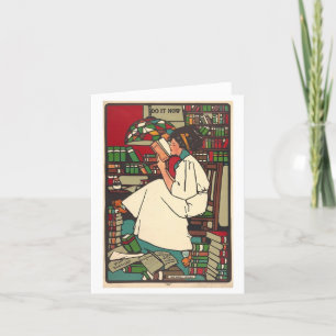 Woman Reading Art Deco Note Card