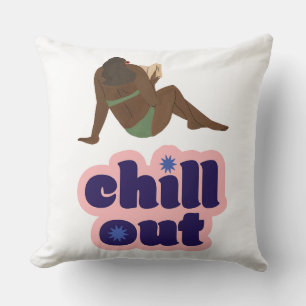 Woman Reading Book Chill Out Retro Cushion