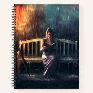 Woman Reading Book in the Rain