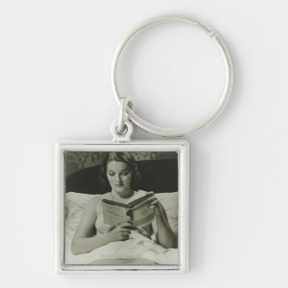 Woman Reading Book Key Ring