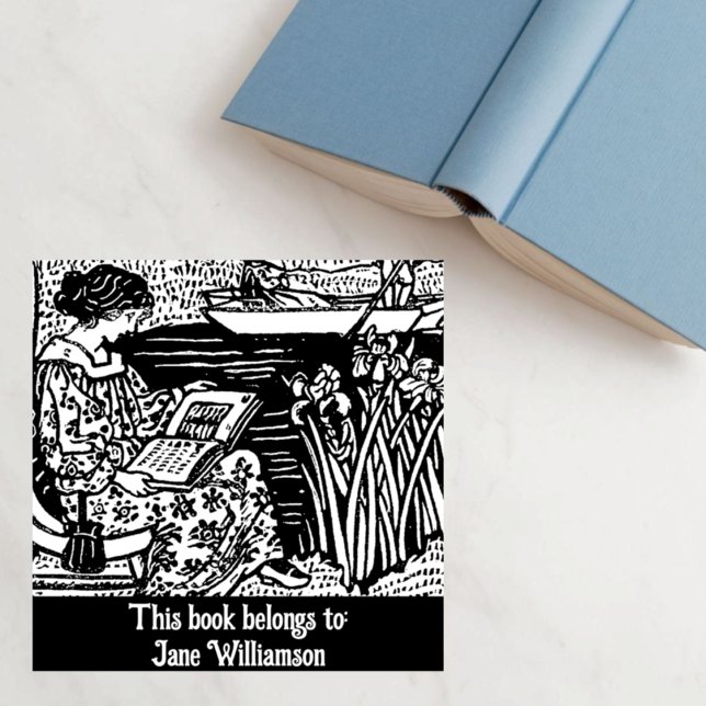 Woman reading book rubber stamp (Creator Uploaded)