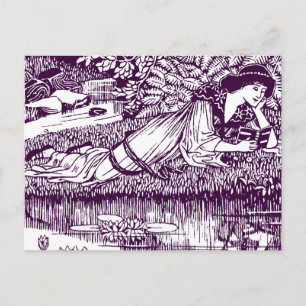 Woman Reading by a pond Postcard