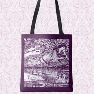 Woman Reading by a pond  Tote Bag