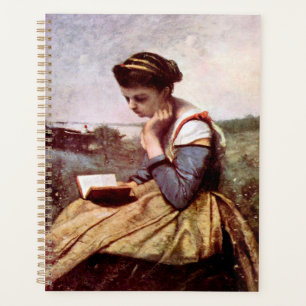 Woman reading by Jean-Baptiste Camille Corot Planner