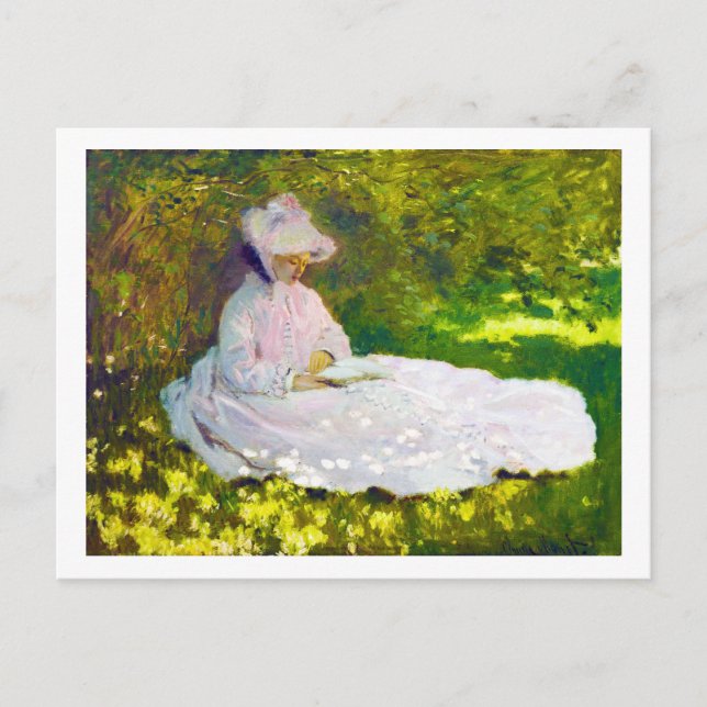 Woman Reading  Claude Monet Postcard (Front)