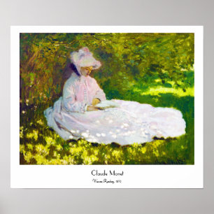 Woman Reading Claude Monet Poster