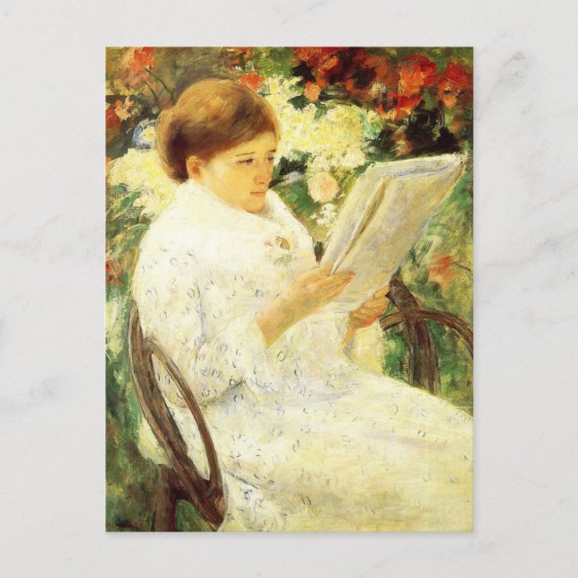 Woman Reading in a Garden by Mary Cassatt Postcard (Front)