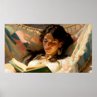 Woman Reading in a Hammock on a Sunny Day