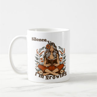 Woman reading in silence – Bohemian floral design  Coffee Mug