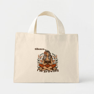 Woman reading in silence – Bohemian floral design Mini Tote Bag