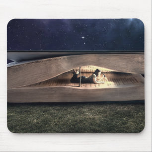 Woman Reading Inside Book at Night Mouse Mat