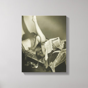 Woman Reading Magazine Canvas Print