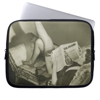 Woman Reading Magazine Laptop Sleeve