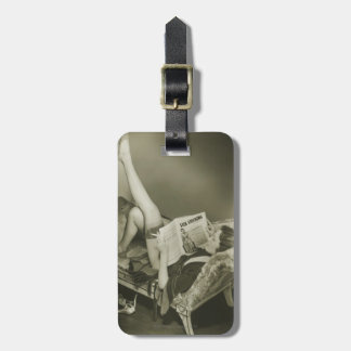 Woman Reading Magazine Luggage Tag