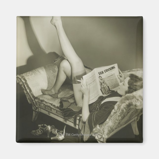 Woman Reading Magazine Magnet (Front)