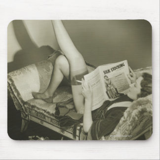 Woman Reading Magazine Mouse Mat