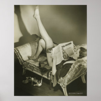 Woman Reading Magazine Poster