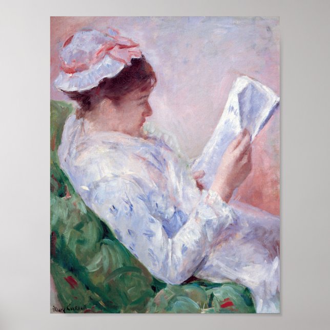 Woman Reading, Mary Cassatt Poster (Front)