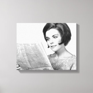 Woman Reading Newpaper Canvas Print
