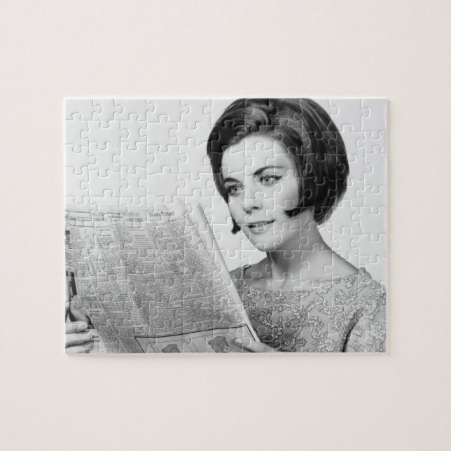 Woman Reading Newpaper Jigsaw Puzzle (Horizontal)