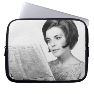 Woman Reading Newpaper Laptop Sleeve