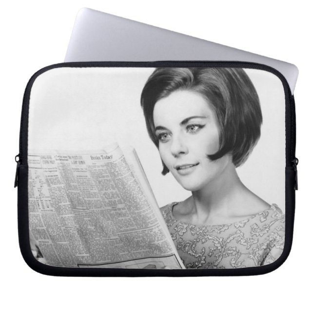 Woman Reading Newpaper Laptop Sleeve (Front)