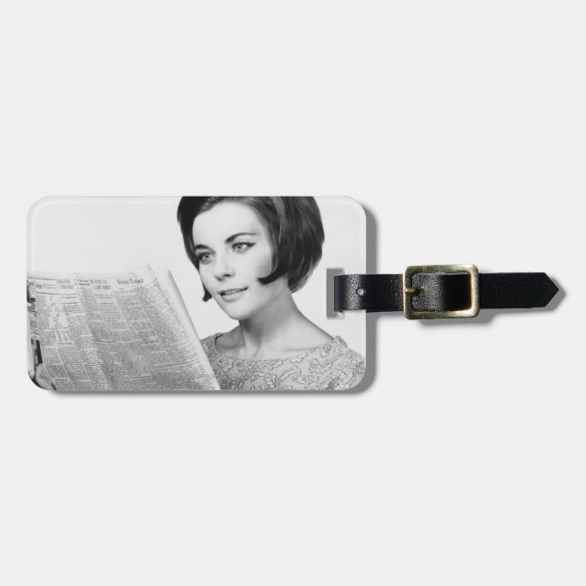 Woman Reading Newpaper Luggage Tag (Front Horizontal)