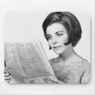 Woman Reading Newpaper Mouse Mat