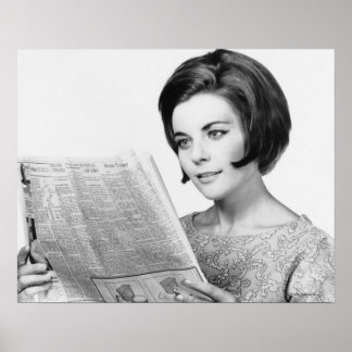 Woman Reading Newpaper Poster