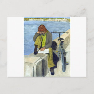 Woman Reading Postcard