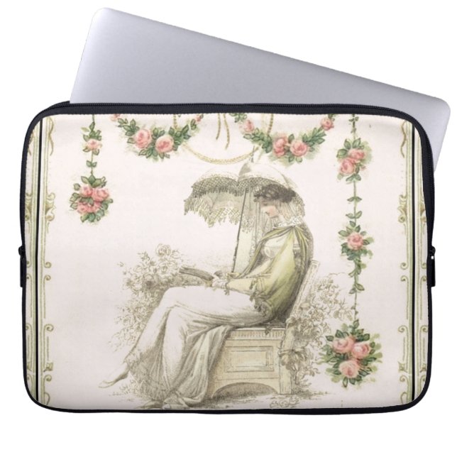Woman reading Regency fashionplate  Laptop Sleeve (Front)