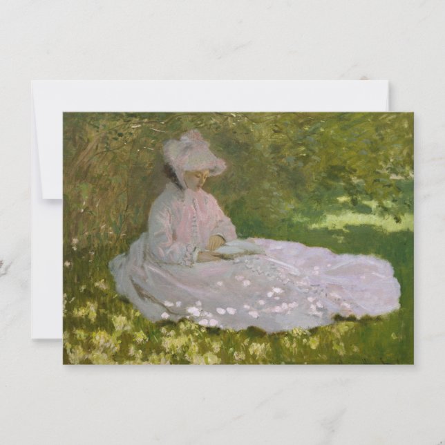 Woman Reading Springtime Monet Invitation (Front)