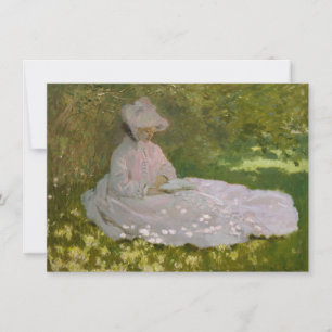 Woman Reading Springtime Monet Invitation