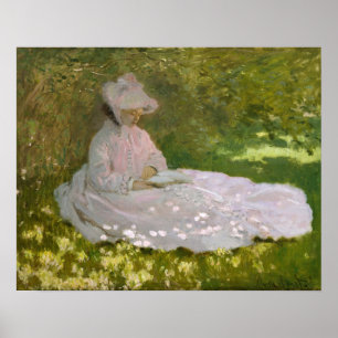Woman Reading Springtime Monet Poster