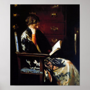 Woman Reading Vintage Art Poster