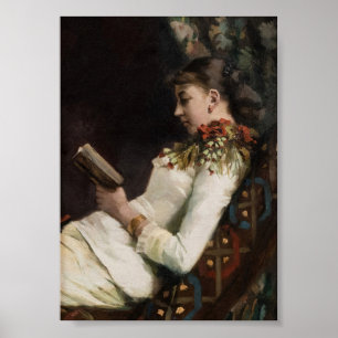 Woman Reading, Woman Portrait Vintage Art Poster