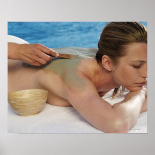 Woman receiving spa treatment, side view, close poster