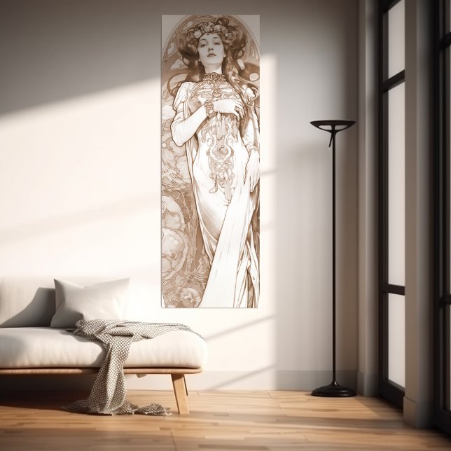 Woman Red Crayon Study Alphonse Mucha Art Nouveau  Poster (Creator Uploaded)