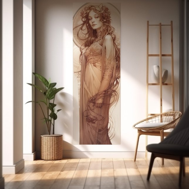 Woman Red Crayon Study Alphonse Mucha Art Nouveau Poster (Creator Uploaded)