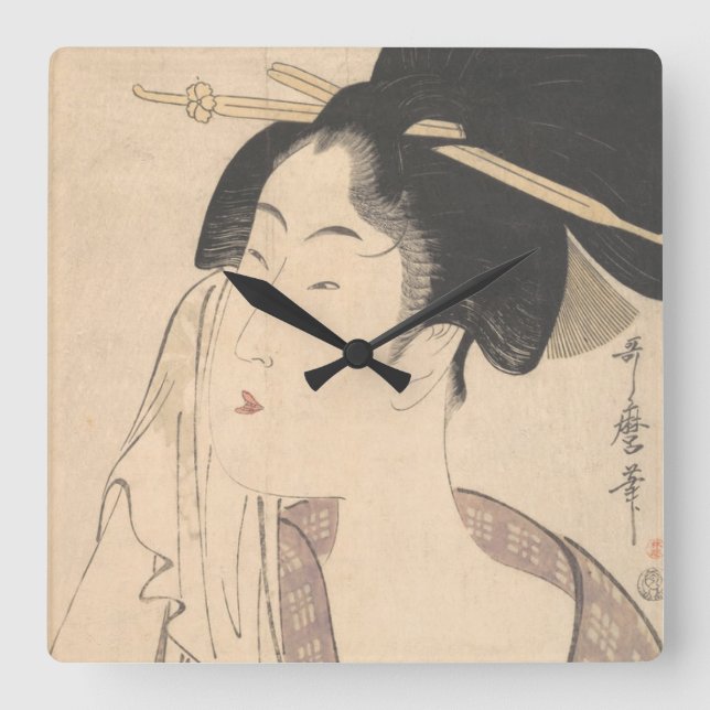 Woman Relaxing after Her Bath Square Wall Clock (Front)