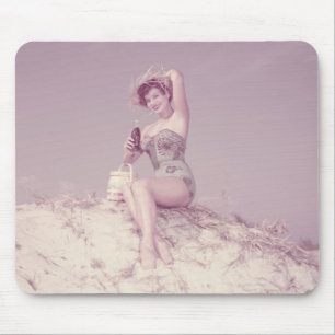 Woman Relaxing on Beach Mouse Mat