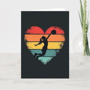 Woman Retro Basketball Heart Card