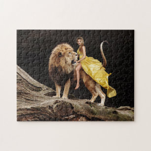 WOMAN RIDING A LION FANTASY JIGSAW PUZZLE